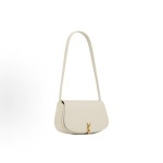SAINT LAURENT YSL VOLTAIRE distressed metal Logo hand-held shoulder bag mini for women in white